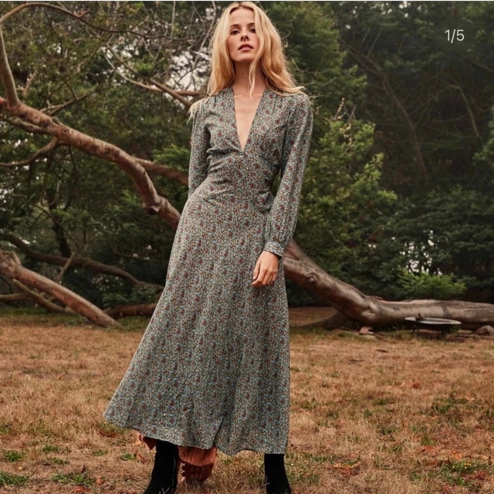 Doen Charleston dress in blue tisbury paisley – S